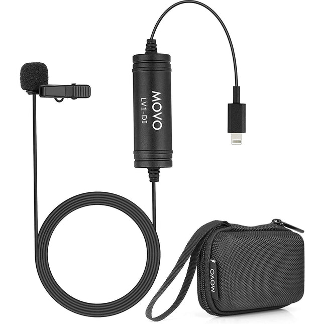 Movo Photo LV1-DI Micrófono Lavalier Digital Omnidireccional 20 Pies con Lightning para iPhone
