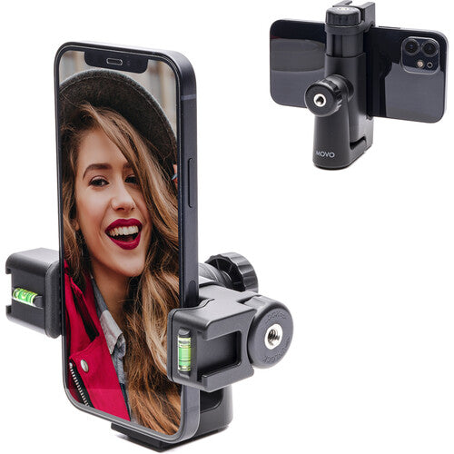 Movo Photo P-3 Soporte Giratorio para Trípode Smartphone con Niveles y Rotación 360°