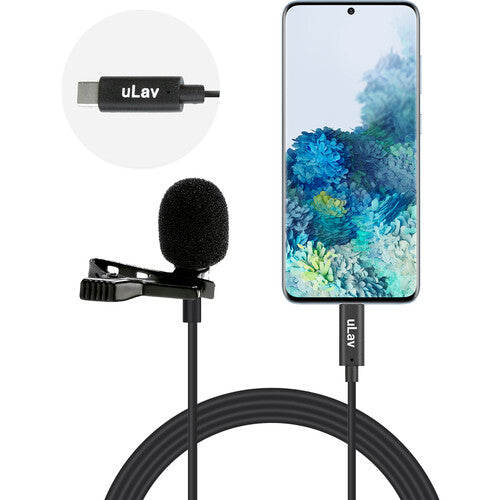 Movo Photo uLav-L Micrófono Lavalier Omnidireccional Digital con USB Type-C 6m Cable Clip y Filtro Anti Viento
