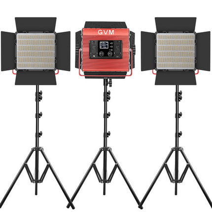 GVM 1200D Panel LED RGB Kit de 3 luces 3400 Lux 5600K con Tripiés