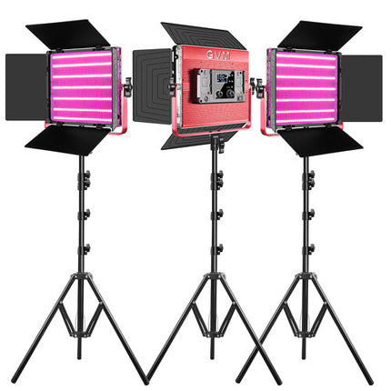 GVM 1200D Panel LED RGB Kit de 3 luces 3400 Lux 5600K con Tripiés