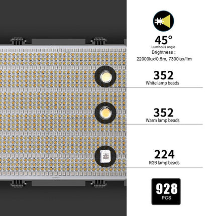 GVM 1200D Panel LED RGB Kit de 3 luces 3400 Lux 5600K con Tripiés