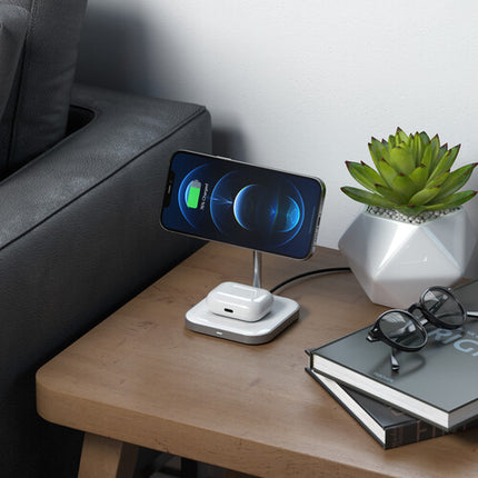 Satechi Soporte de Carga Magnético Inalámbrico 2 en 1 para iPhone 12 y AirPods Pro 7.5W 5W