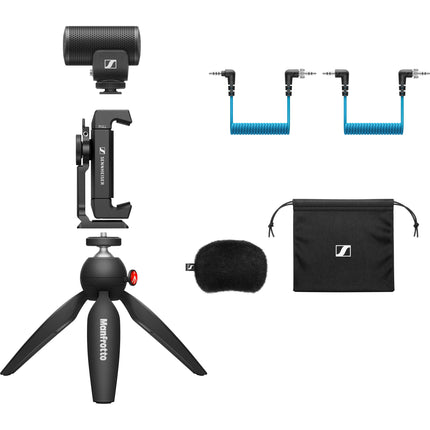 Sennheiser MKE 200 Micrófono Direccional Ultracompacto con Mini Trípode y Soporte para Smartphone