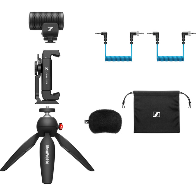 Sennheiser MKE 200 Micrófono Direccional Ultracompacto con Mini Trípode y Soporte para Smartphone