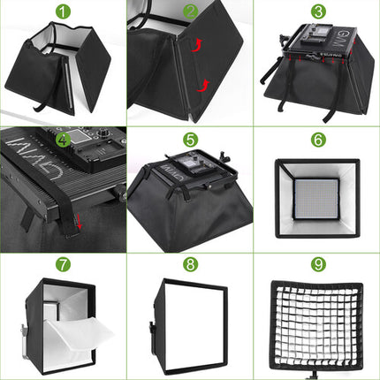 GVM Softbox para Paneles LED 15 x 15.7 pulgadas con Rejilla de Tela