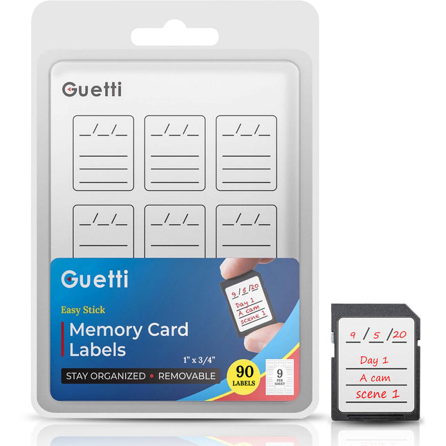 Guetti Etiquetas Adhesivas para Tarjetas de Memoria 90 Unidades para SD XQD CF