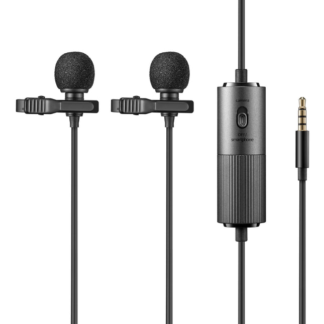 Godox LMD-40C Micrófono Lavalier Dual Omnidireccional 13 pies cable y baterías incluida
