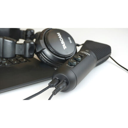 TASCAM TM-250U Micrófono Condensador USB Supercardioide 48 kHz 16-Bit con Soporte de Escritorio