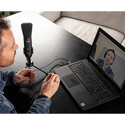 TASCAM TM-250U Micrófono Condensador USB Supercardioide 48 kHz 16-Bit con Soporte de Escritorio