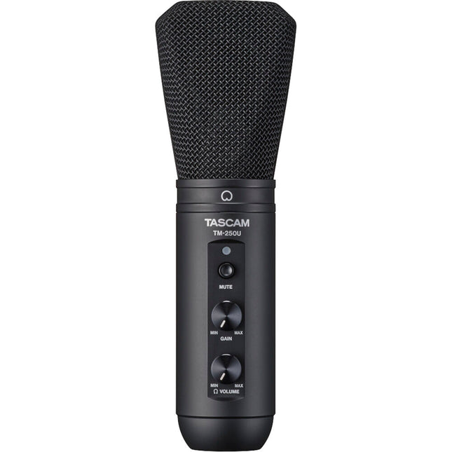 TASCAM TM-250U Micrófono Condensador USB Supercardioide 48 kHz 16-Bit con Soporte de Escritorio
