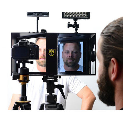 Glide Gear Face-2-Face Periscopio y Teleprompter para Entrevistas con Soporte de Tablet y Riser de Cámara