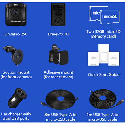 Transcend DrivePro 620 Cámara Dual para Auto 1440p y 1080p con 32GB