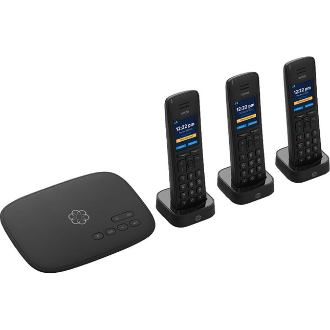 Ooma Telo Sistema de Teléfono VoIP con 3 Handsets HD3 Negro y Llamadas Gratis US