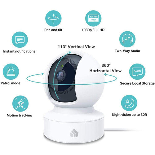 TP-Link EC70 Kasa Spot Cámara de Seguridad Wi-Fi Interior 1080p Visión Nocturna 360° Pan y Tilt
