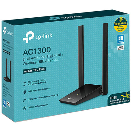 Adaptador USB Inalámbrico TP-Link Archer T4U Plus AC1300 Wi-Fi 5 Dual-Banda 1267 Mb/s