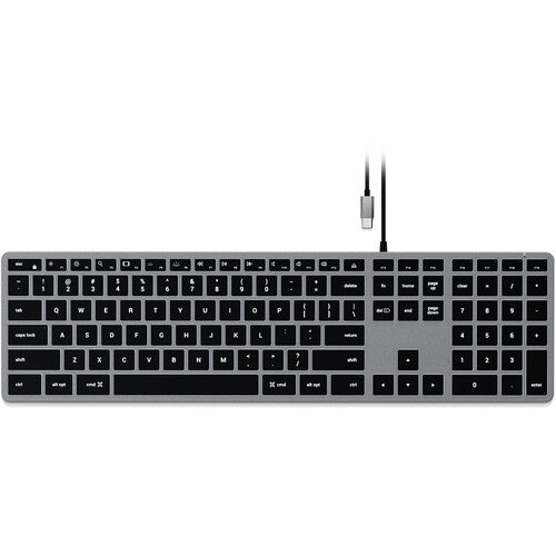 Satechi Slim W3 Teclado Alámbrico Retroiluminado Gris Espacial USB-C Teclas Numéricas