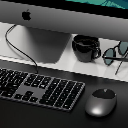 Satechi Slim W3 Teclado Alámbrico Retroiluminado Gris Espacial USB-C Teclas Numéricas