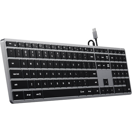 Satechi Slim W3 Teclado Alámbrico Retroiluminado Gris Espacial USB-C Teclas Numéricas