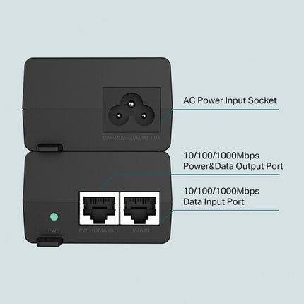 TP-Link TL-POE160S Inyector PoE+ 30W 2 Puertos Gigabit Negro