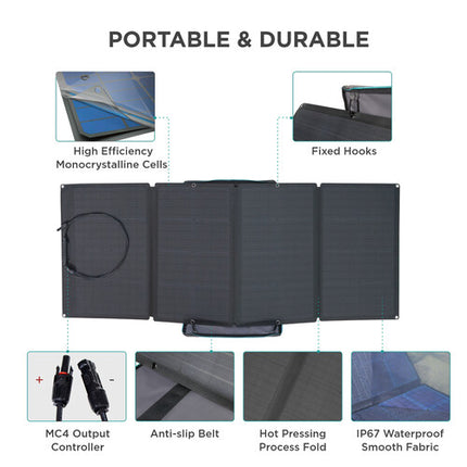 EcoFlow Panel Solar 160W Monocristalino IP67 Resistente Agua ligero