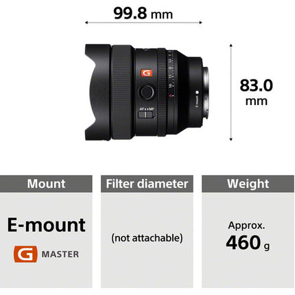 Sony FE 14mm f1.8 GM Objetivo Full Frame con Autoenfoque y Anillo de Apertura
