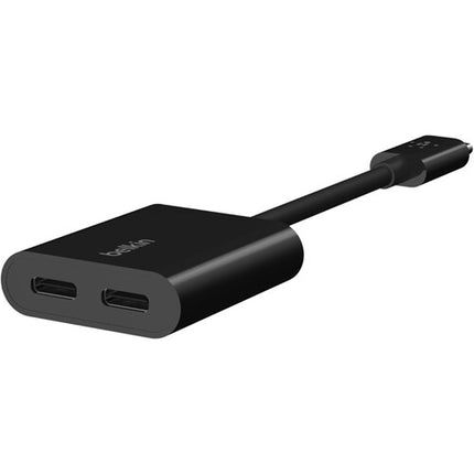 Belkin Adaptador de Audio y Carga USB Tipo-C con 60W y Doble Entrada