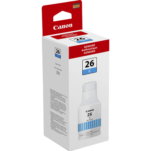 Canon GI-26 Tinta Cian Pigmentada para Impresoras MAXIFY 6020 y 7020