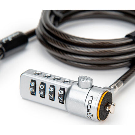 Rocstor Rocbolt Candado con Cable 6 Pies Código 4 Dígitos Acero Galvanizado