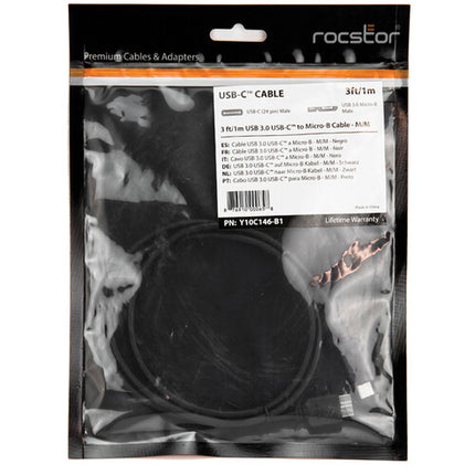 Rocstor Cable USB 3.1 Gen 1 Tipo C a Micro USB B 3 pies 5 Gb/s