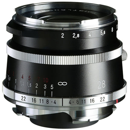 Voigtlander 28mm f2.0 Ultron Asférico Leica M Montura Lente Negro y Cromo Retro