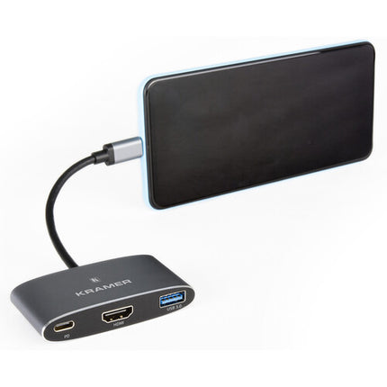 Kramer KDock-1 Adaptador Multipuerto 3 Puertos HDMI 4K USB 3.0 y C 60W PD
