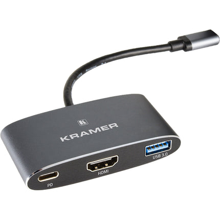 Kramer KDock-1 Adaptador Multipuerto 3 Puertos HDMI 4K USB 3.0 y C 60W PD