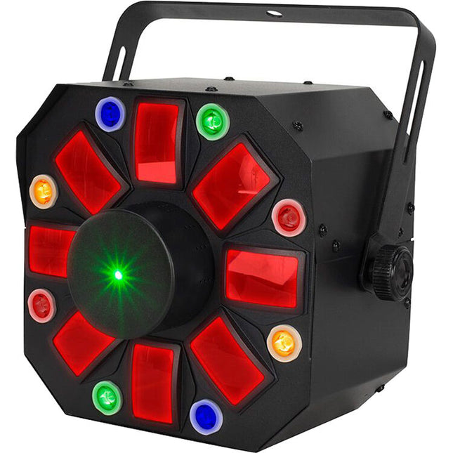 Eliminator Lighting Furious Three RG Luz Moonflower Wash y Láser 9 Canales DMX