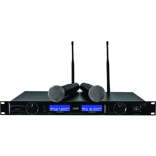 Technical Pro WM1302 Sistema de Micrófono Inalámbrico Doble Canal 197' Alcance 6 Horas Batería