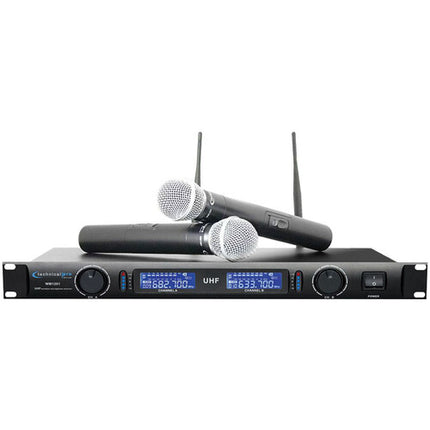 Technical Pro WM1302 Sistema de Micrófono Inalámbrico Doble Canal 197' Alcance 6 Horas Batería