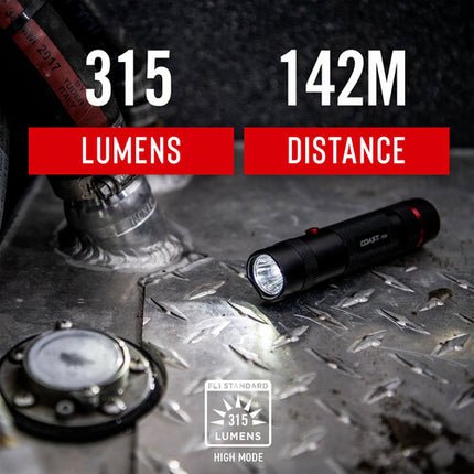 COAST PX20 Linterna LED con Foco Bull's-Eye 315 Lúmenes Luz Roja y Blanca