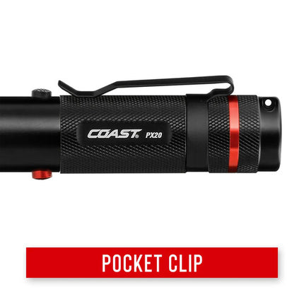 COAST PX20 Linterna LED con Foco Bull's-Eye 315 Lúmenes Luz Roja y Blanca