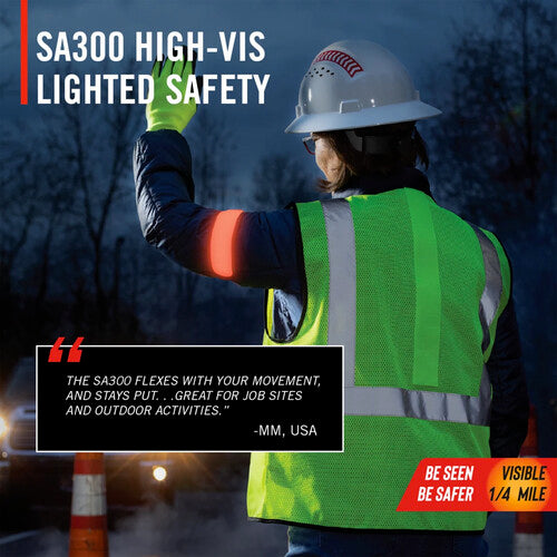 COAST SA300 Brazalete de Seguridad LED Alta Visibilidad Luz Naranja Recargable 12 Horas