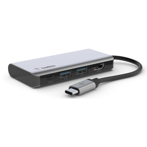 Belkin CONNECT Adaptador Multiport 4 en 1 USB Tipo C Plata 85W PD