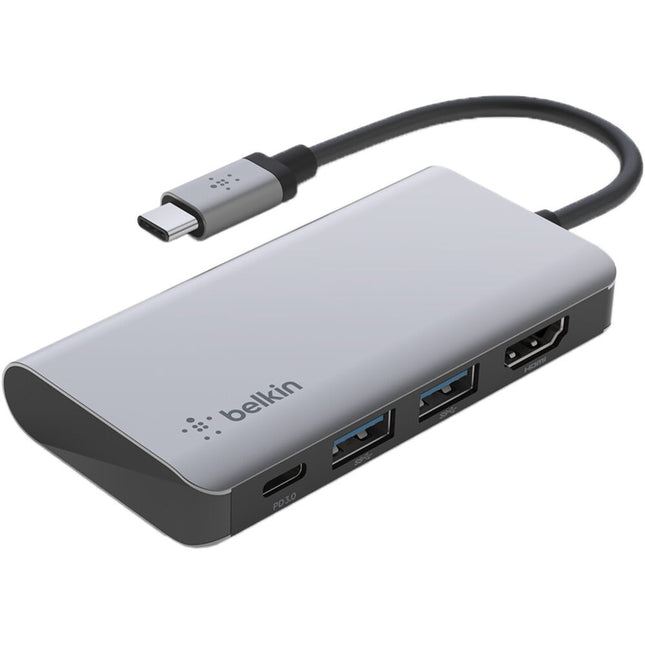 Belkin CONNECT Adaptador Multiport 4 en 1 USB Tipo C Plata 85W PD