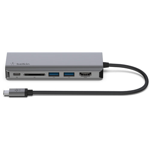 Belkin CONNECT Adaptador Multipuerto USB Type-C 6 en 1 Plata 88W