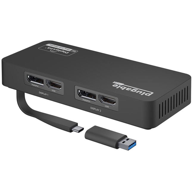 Plugable USBC-6950U Adaptador USB-C para Doble Pantalla 4K 3840x2160 2 HDMI 2.0 2 DisplayPort 1.2