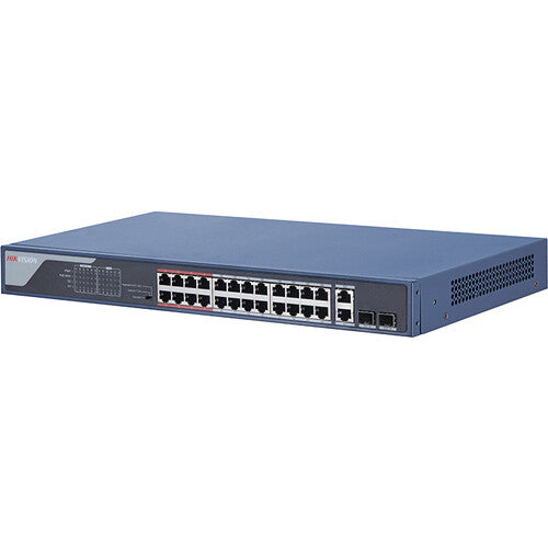 Hikvision DS-3E1326P-EI Switch PoE Gestionado 24 Puertos 370W 2 Gigabit Uplink