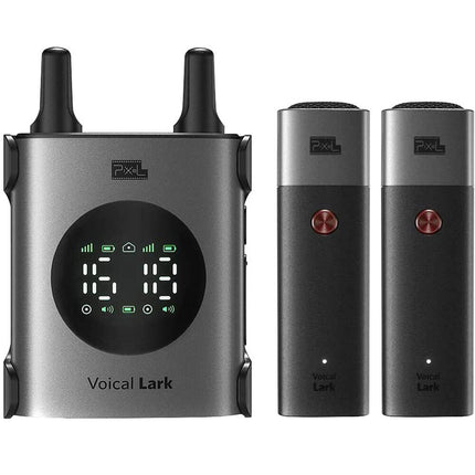 Pixel Voical Lark Sistema de Micrófono Inalámbrico 2 Personas 590-610 MHz Dual-Canal Recargable 4 Horas