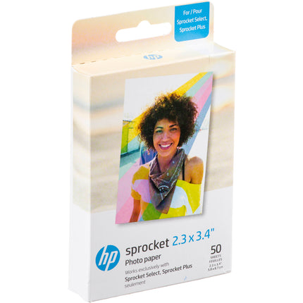 HP Sprocket Papel Fotográfico Zink Adhesivo 2.3 x 3.4 Pulgadas 50 Hojas