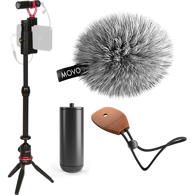 Movo Photo VXR10+ Rig de Video para Smartphones 2.2-3.6" con Trípode 16" y Micrófono Shotgun