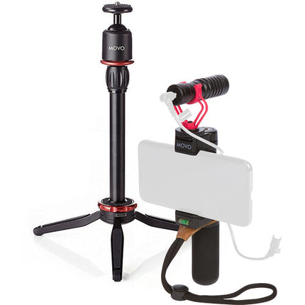 Movo Photo VXR10+ Rig de Video para Smartphones 2.2-3.6" con Trípode 16" y Micrófono Shotgun