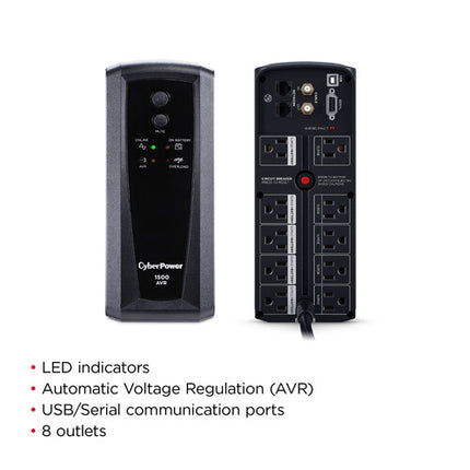 CyberPower CP1500AVRT UPS Mini Torre 1500VA 900W con Garantía 3 Años