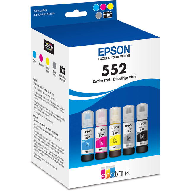 Epson Claria ET Premium T552 Pack de 5 botellas tinta color 70mL EcoFit alta capacidad